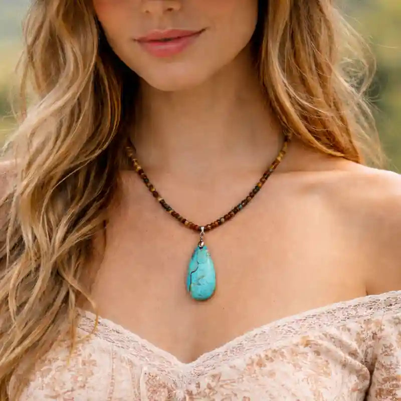 Boho Beads Stone Pendant Necklace