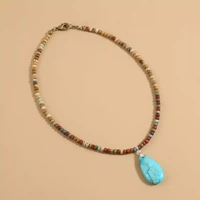 Boho Beads Stone Pendant Necklace