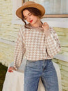 Boho Beige Houndstooth Sweater