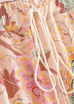 Boho Beige maxi Skirt with floral pattern with slits