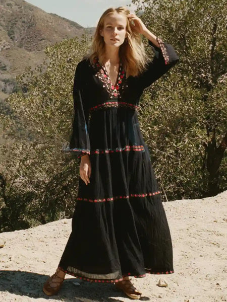 black long sleeve boho dress Maxi 69_Shirts_081226 Size:48/ US 14 allowing you to effortlessly Sexy Cut-out Silver Glitter