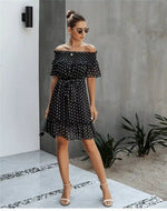 Boho Black Mini Dress with Polka Dots