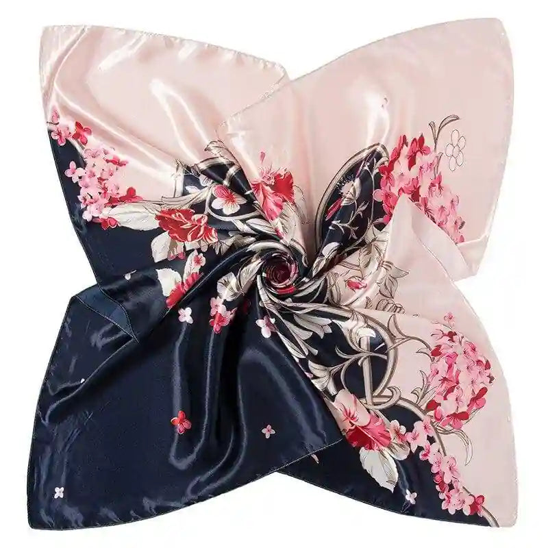 Boho Black Scarf Vintage floral print pink
