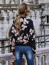 Boho Bomber Jacket with Floral Print