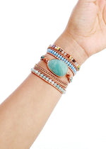 Boho Bracelet - Natural Blue Stone Crystal