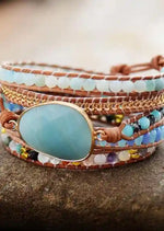 Boho Bracelet - Natural Blue Stone Crystal
