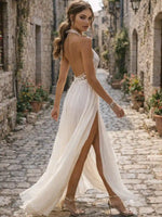 Boho Bridal Dress with Side Slit