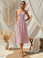 Boho Button Front Midi Dress