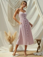 Boho Button Front Midi Dress