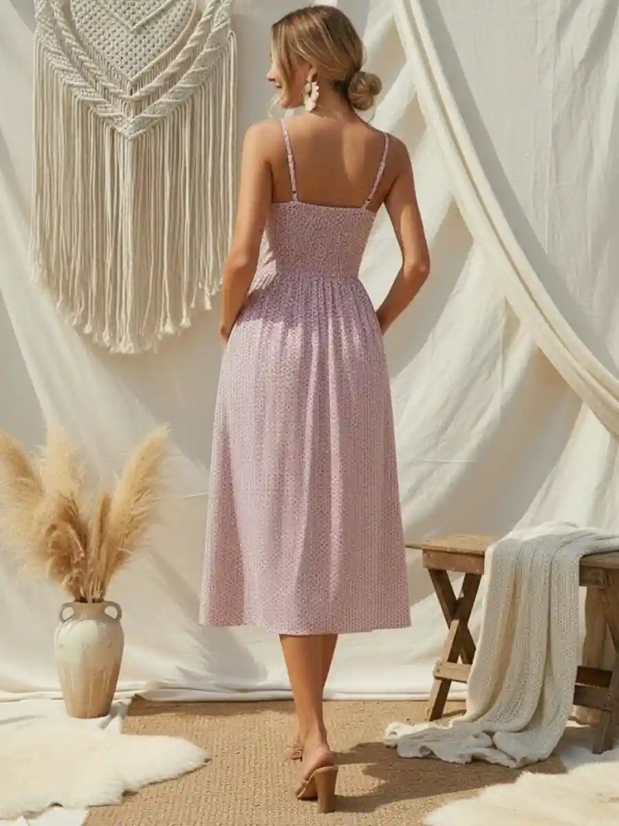 Boho Button Front Midi Dress