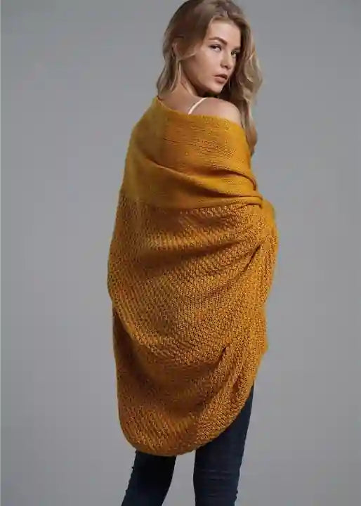 Boho Cardigan Bald Mustard color with slim cuffs