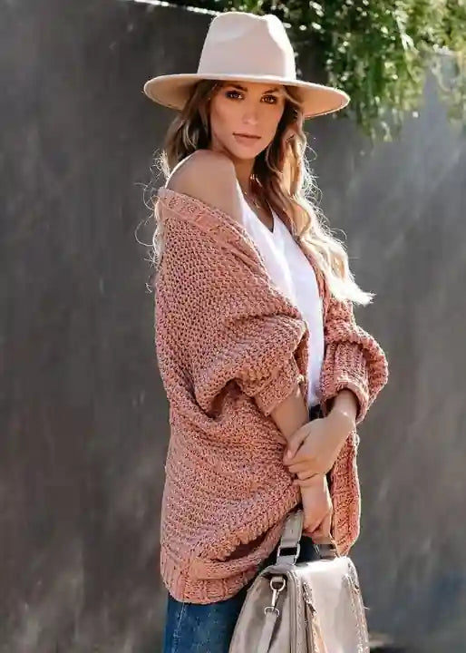 Boho Cardigan Baldy Pink with relief