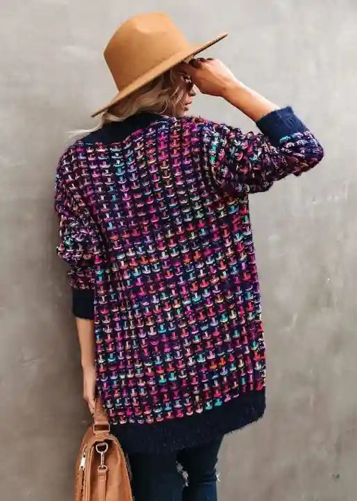Boho Cardigan Mid-length Colorful Pattern
