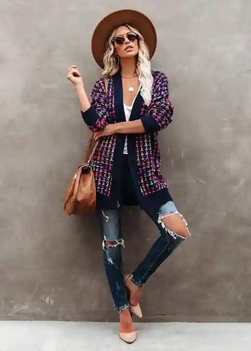 Boho Cardigan Mid-length Colorful Pattern