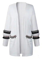 Boho Cardigan Mid-length Stylish pompom pattern