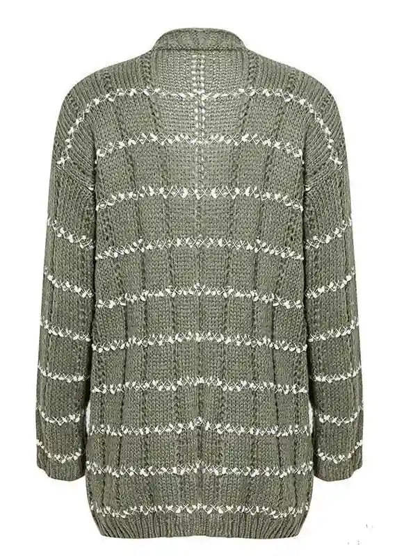 Boho Cardigan Mid-length green with relief pattern