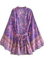 Boho Chic Floral Purple Kimono