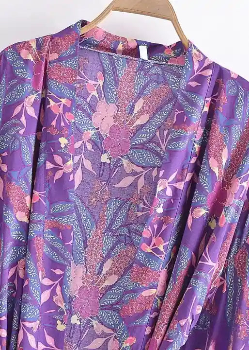 Boho Chic Floral Purple Kimono