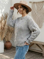Boho Chic Grey Knit Pullover