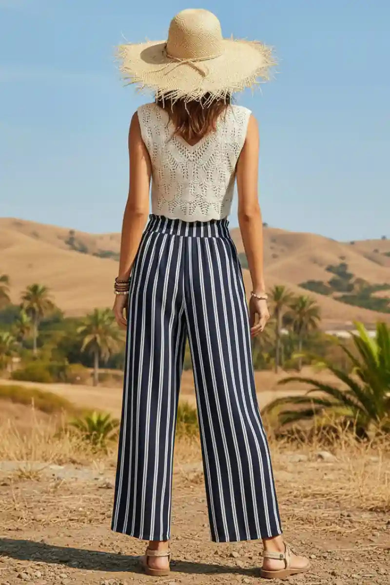 Boho Chic Striped Wide Leg Pants