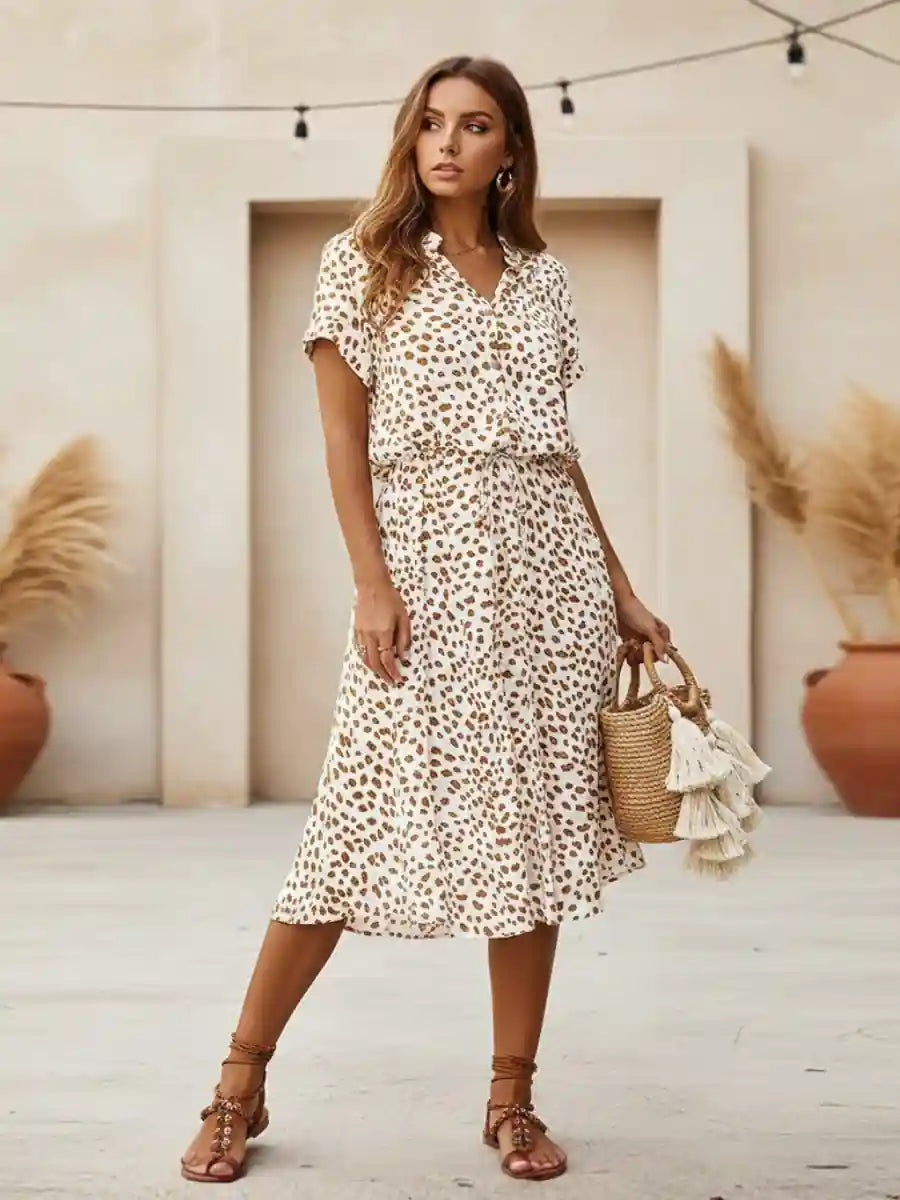 Boho Chic White Midi Dress