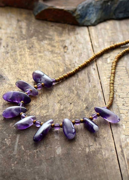 Boho Choker Necklace - Natural Stone Beads