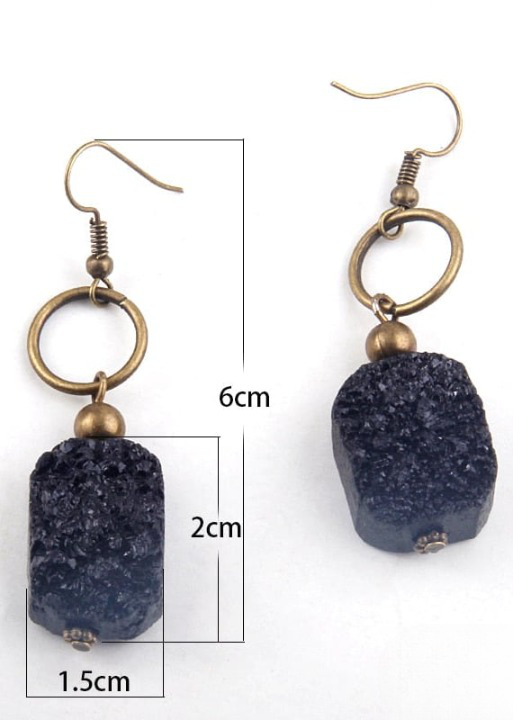 Boho Dangle Earrings - Natural Stone