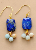 Boho Dangle Earrings - Square Blue Lapise