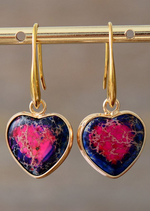 Boho Dangle Earrings Heart Jaspers