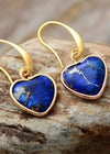 Boho Dangle Earrings Heart Jaspers