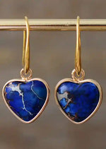 Boho Dangle Earrings Heart Jaspers