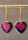 Boho Dangle Earrings Heart Jaspers