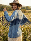 Boho Denim Fringed Jacket