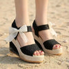 Boho Elegant Black Wedge Sandals