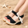 Boho Elegant Black Wedge Sandals