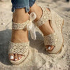 Boho Elegant Gold Wedge Sandals
