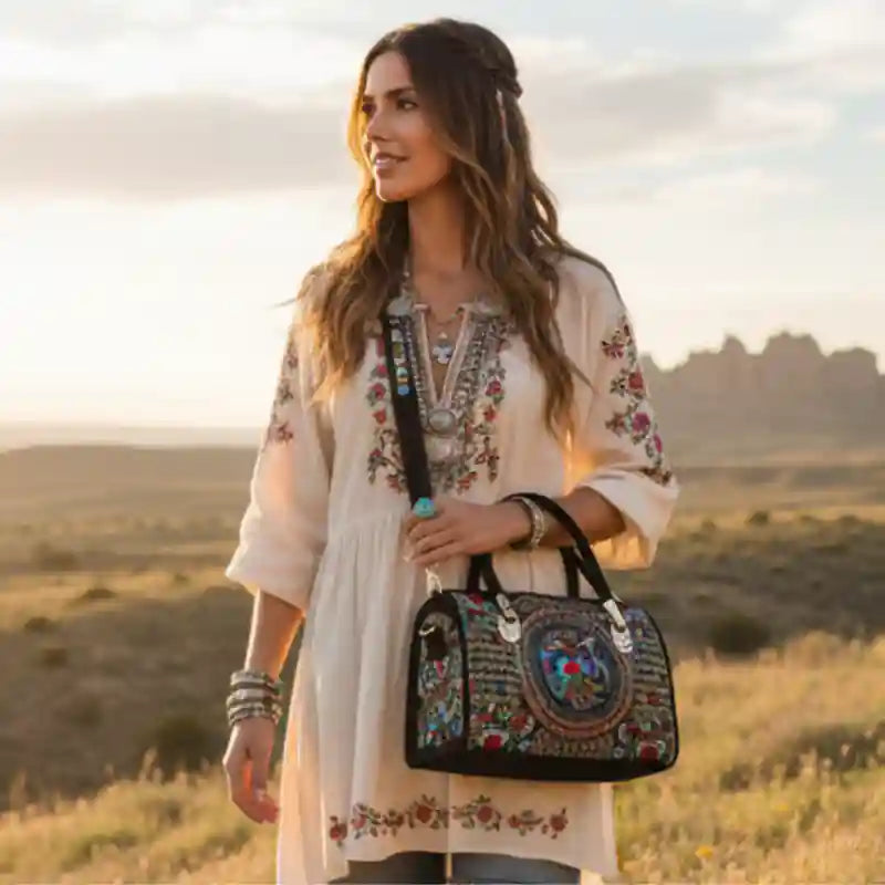 Boho Embroidered Crossbody Purse