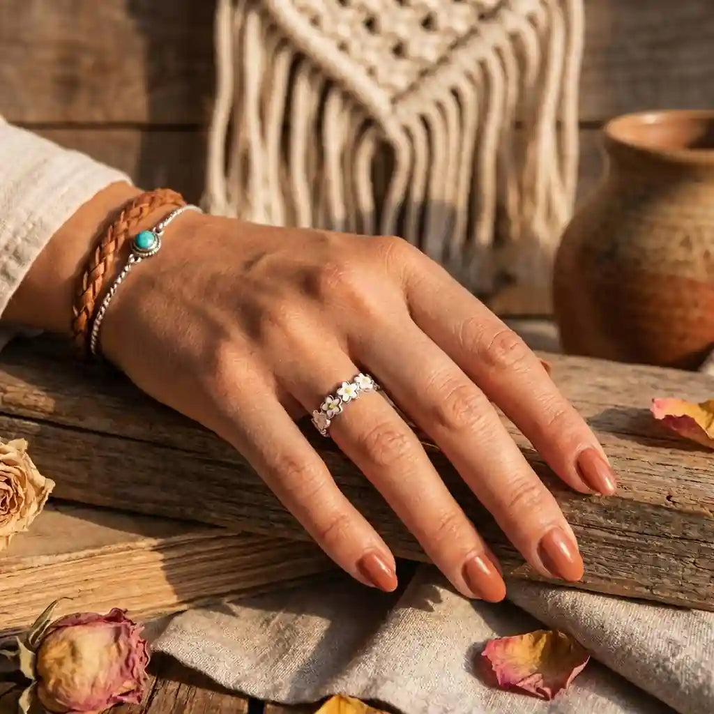 Boho Epoxy Daisy Flower Ring