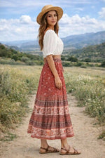 Boho Ethnic Skirt in Red