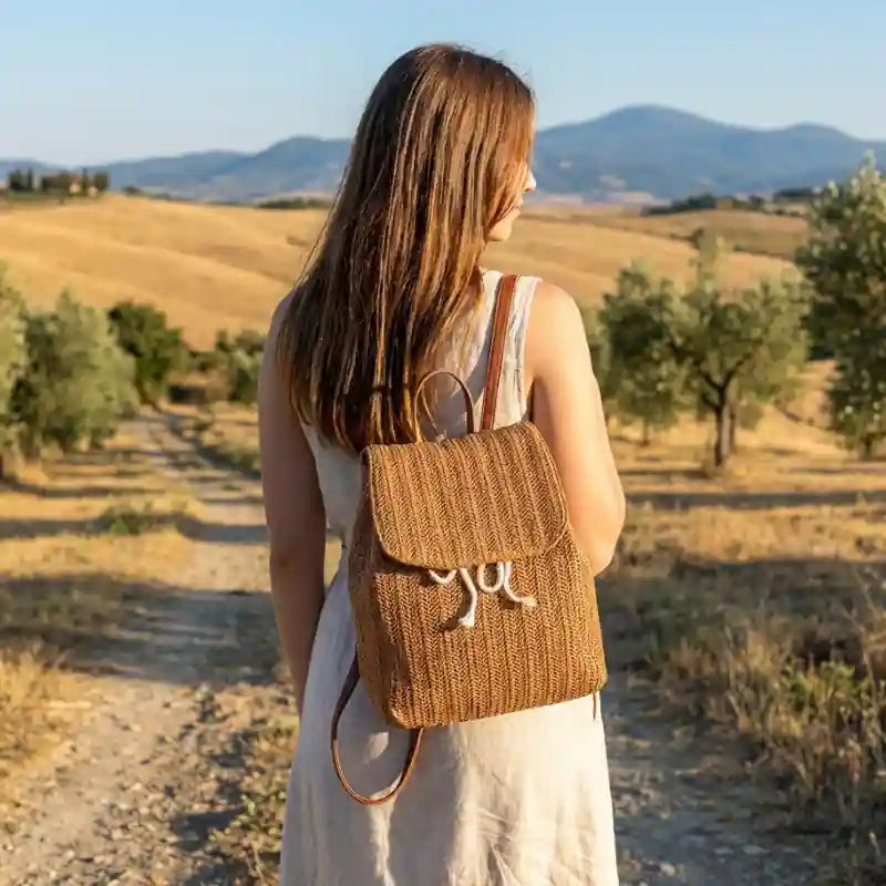 Boho Fashion Straw Woven Backpack
