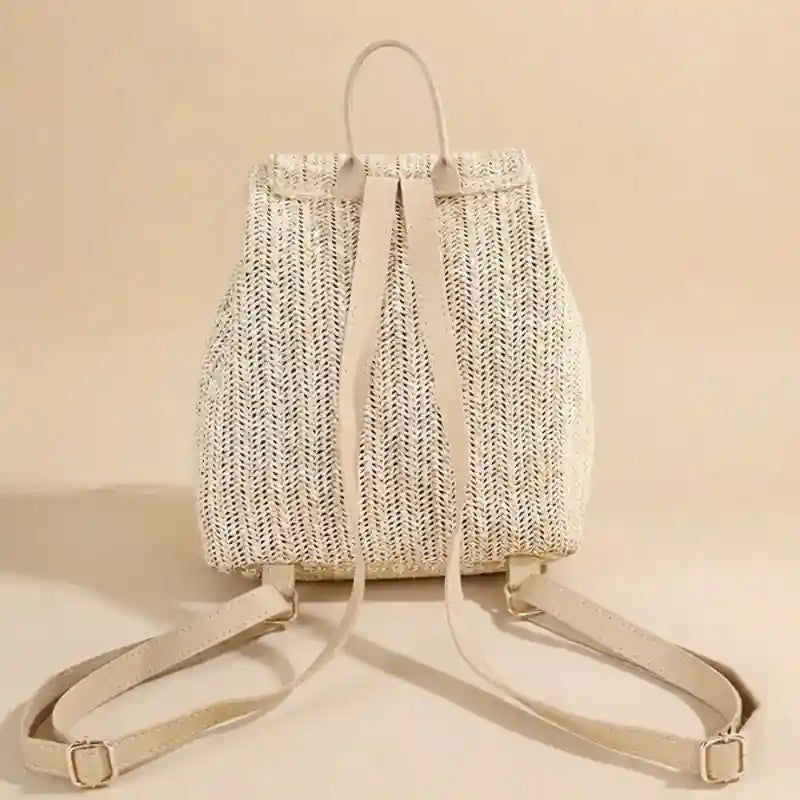 Boho Fashion Straw Woven Backpack