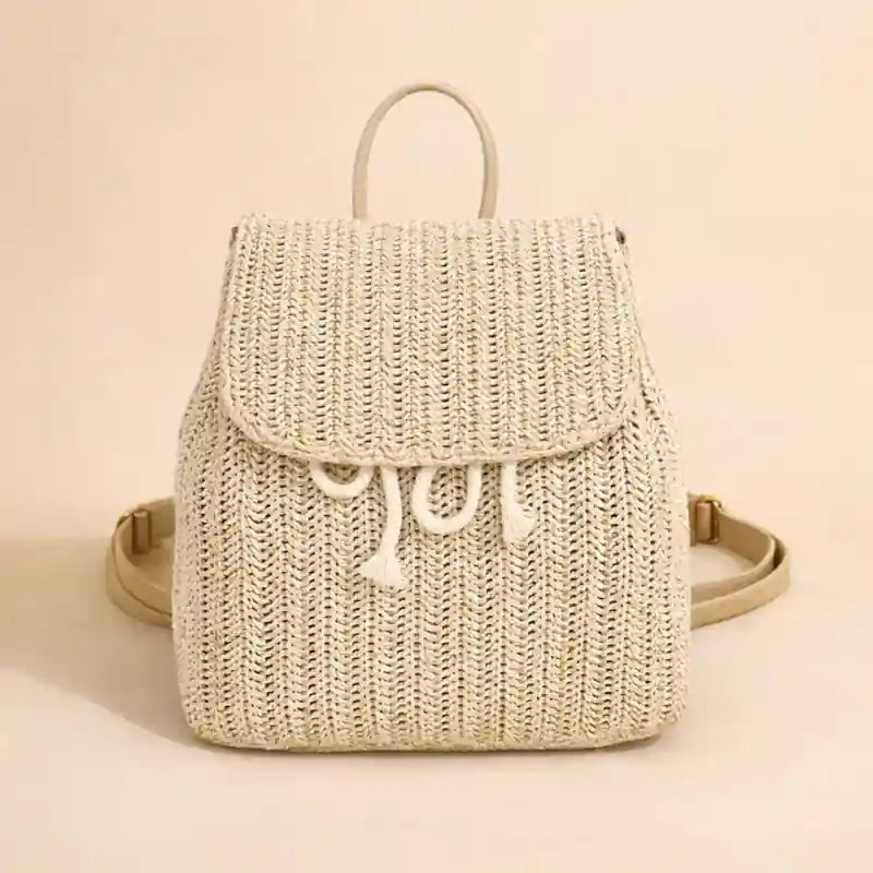 Boho Fashion Straw Woven Backpack