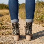 Boho Floral Embroidered Ankle Boots