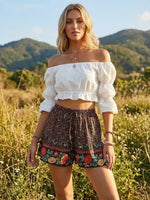 Boho Floral High Waist Shorts