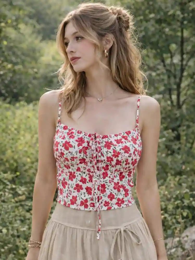 Boho Floral Print Crop Top