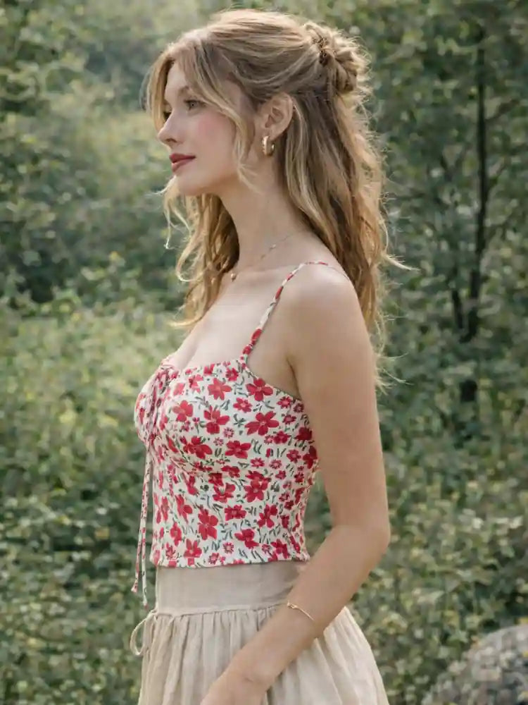 Boho Floral Print Crop Top