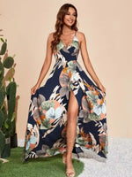 Boho Floral Print Split Maxi Dress
