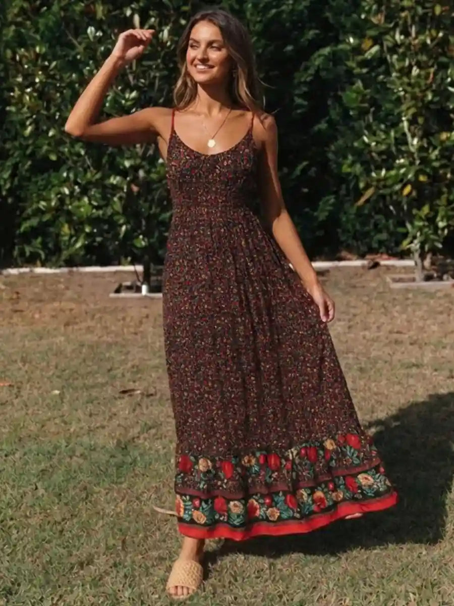 Boho Floral Summer Maxi Dress