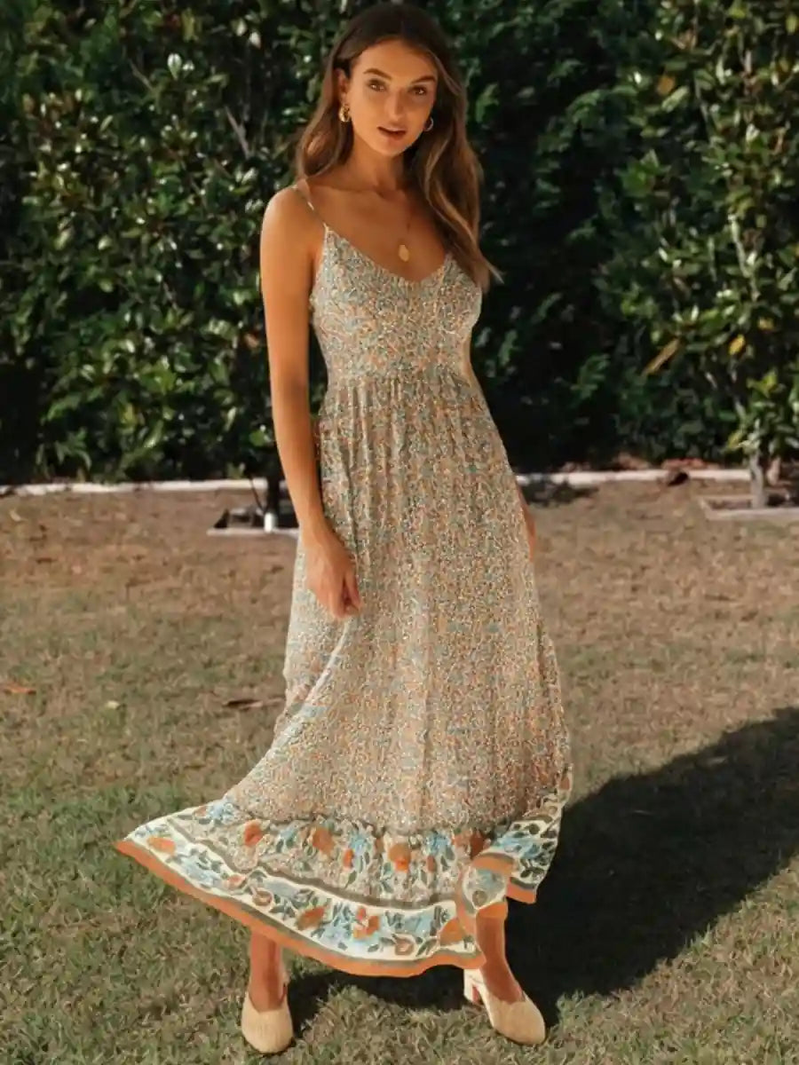 Boho Floral Summer Maxi Dress