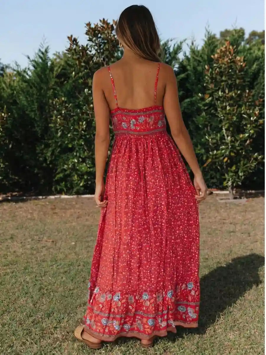 Boho Floral Summer Maxi Dress
